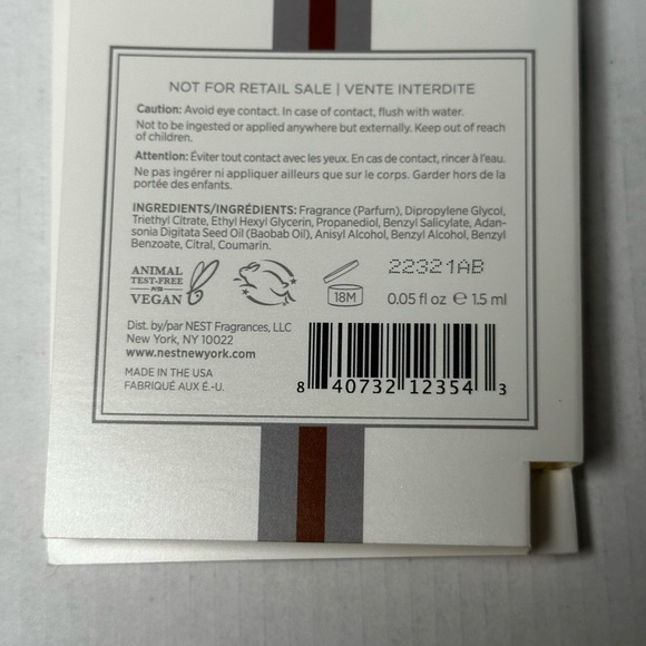 🎁 One Sample of NEST FRAGRANCES Balinese Coconut Perfume Oil (1.5 mL Sample) - Picture 4 of 4